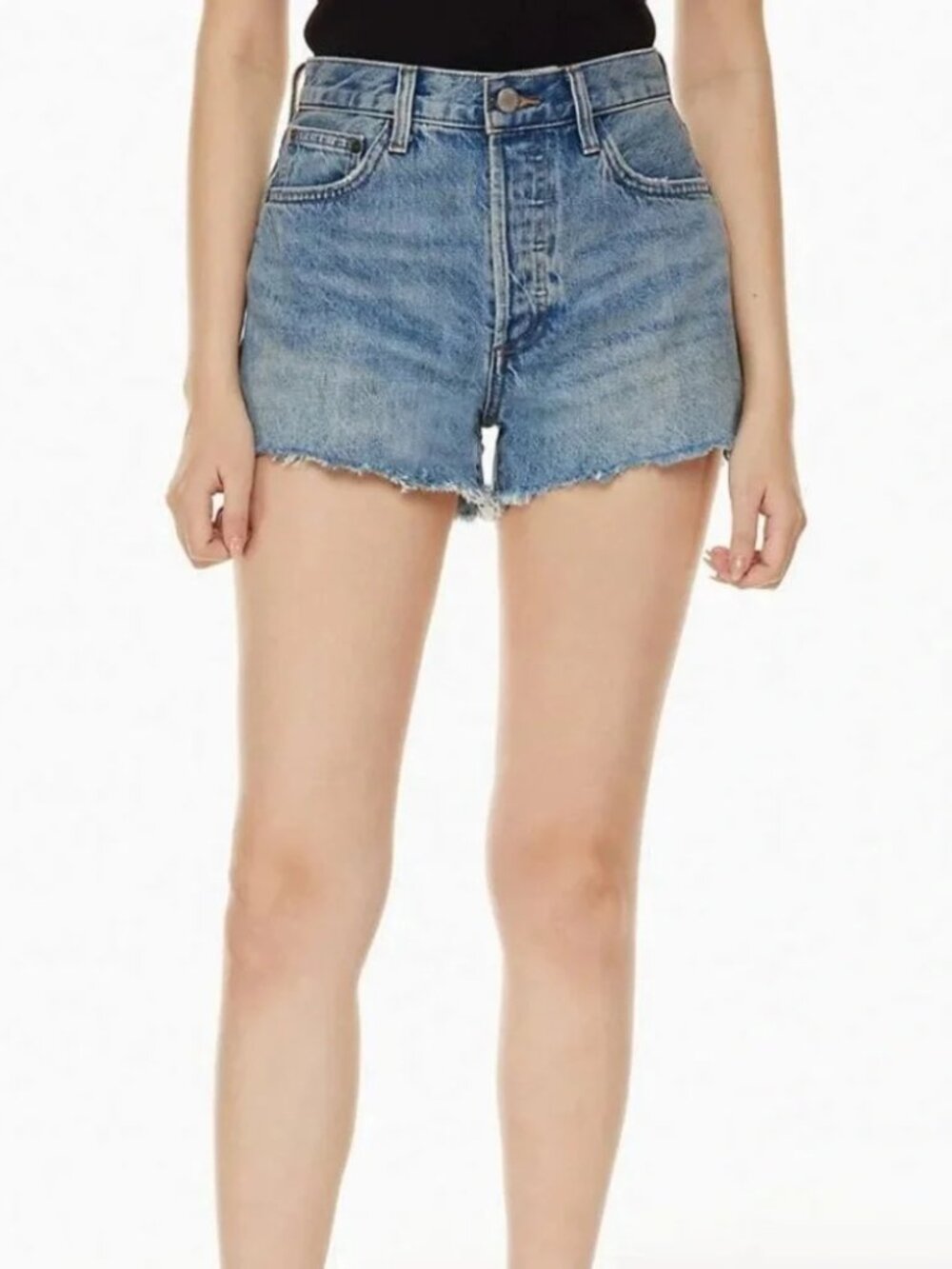 Denim Forum The Ex Boyfriend Shorts Relaxed Fit Mid Rise Blue Cut Off Size 31